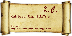 Kahlesz Cipriána névjegykártya